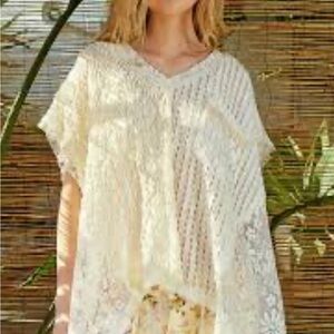 NWOT Elegant Cream Lace Poncho Top